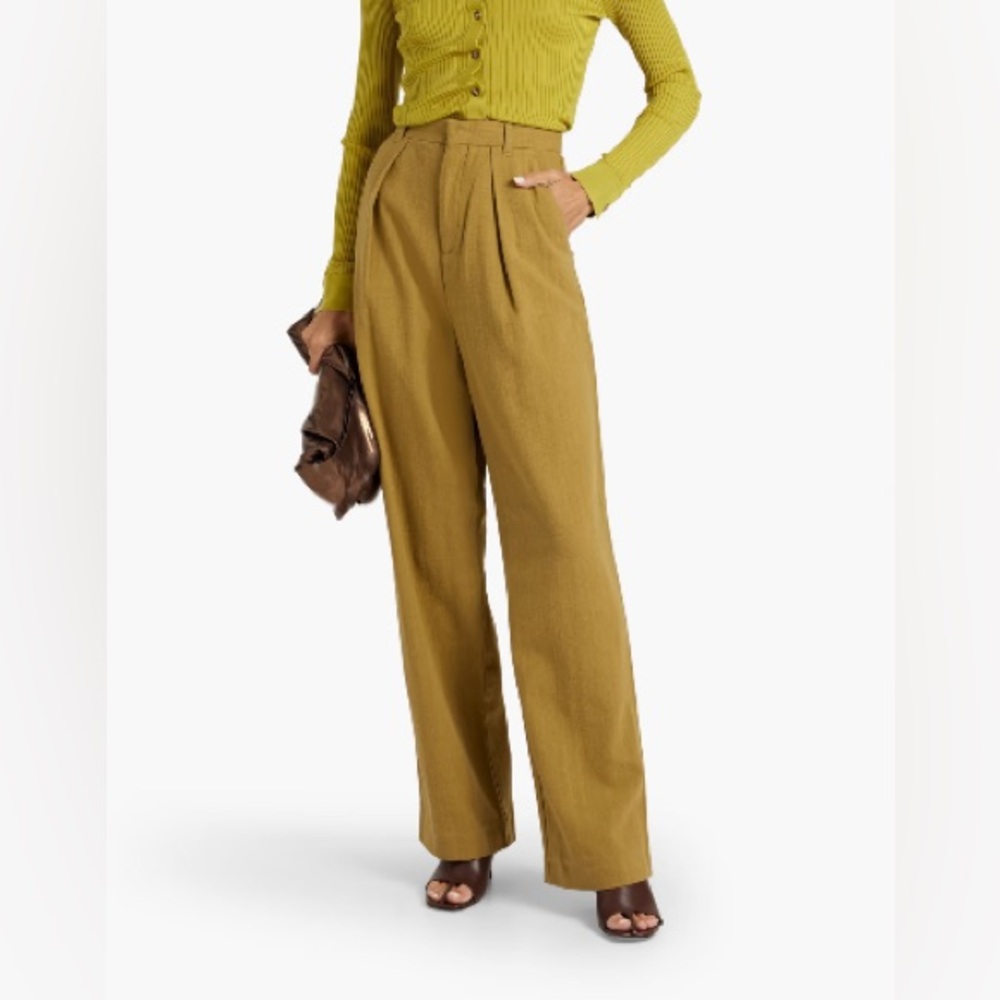 Mara Hoffman Mustard Pleated cotton wide-leg pants